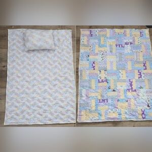 Handmade Reversible Precious Moments Baby Quilt with Matching Pillow